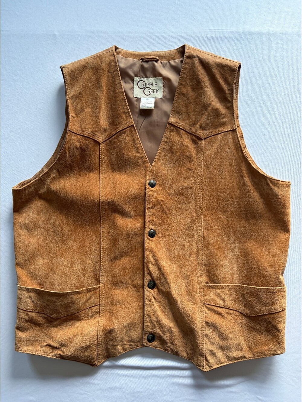 Cripple Creek Men’s XL Brown Suede Leather Western Cowboy Vest